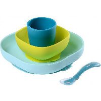 Coffret repas silicone 4 pièces bleu