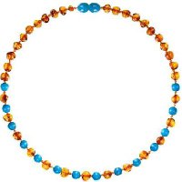 Collier d'ambre & turquoise bleu - bébé