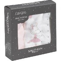 Lilibelle Lot de 3 langes bébé en coton bio