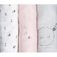 Miss fleur de lune Lot de 3 langes bébé en coton bio